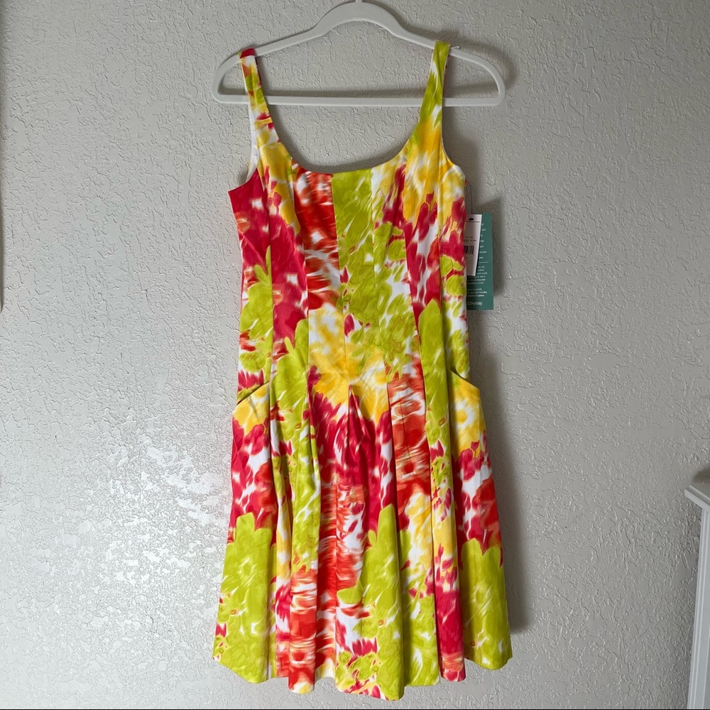 American Living women’s neon watercolor a-line dress with pockets, 6